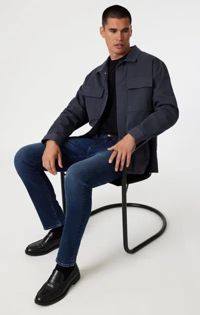 Mavi Marcus Slim Straight Leg In Deep Brushed Feather Blue In Dark Blue