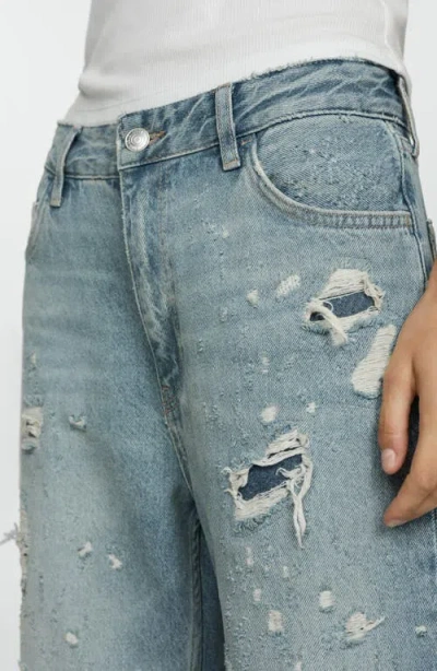 MANGO MANGO RIPPED STRAIGHT LEG JEANS 