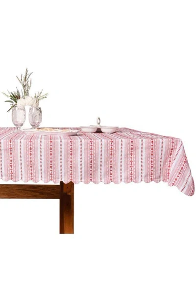 Juliska Villa Stripe 52 Square Tablecloth In Ruby