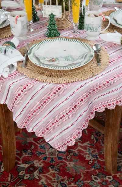 Juliska Villa Stripe 52 Square Tablecloth In Ruby