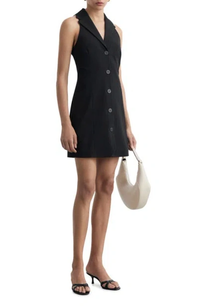 Shop Mango Sleeveless Tuxedo Minidress In Black