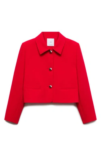 Shop Mango Crop Jacket In Red