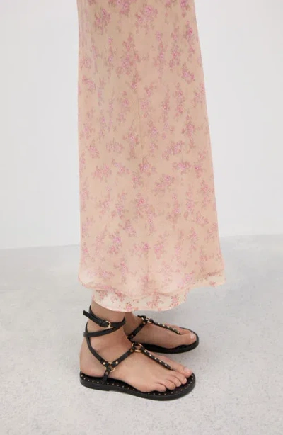 Mango Floral Overlay Maxi Skirt In Pastel Pink