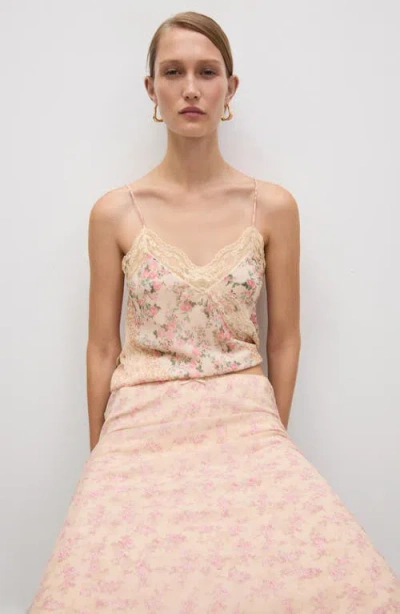 Mango Floral Overlay Maxi Skirt In Pastel Pink