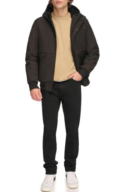 Levi's Faux Shearling Lined Soft Shell Bomber Jacket In Black