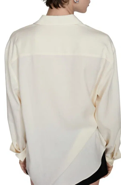 Mango Oversize Lyocell Blend Button-up Shirt In Ecru