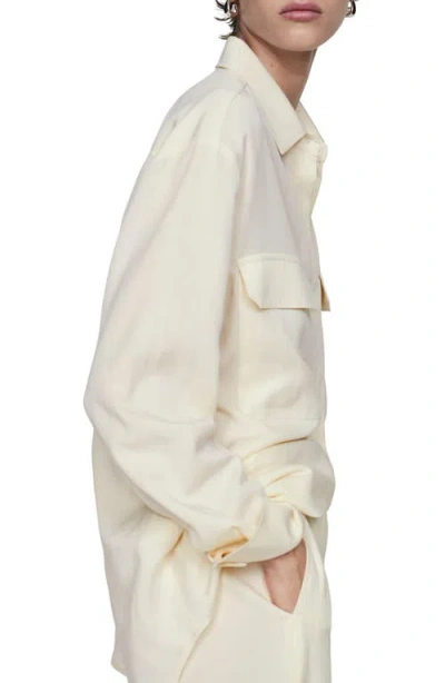 Mango Oversize Lyocell Blend Button-up Shirt In Ecru