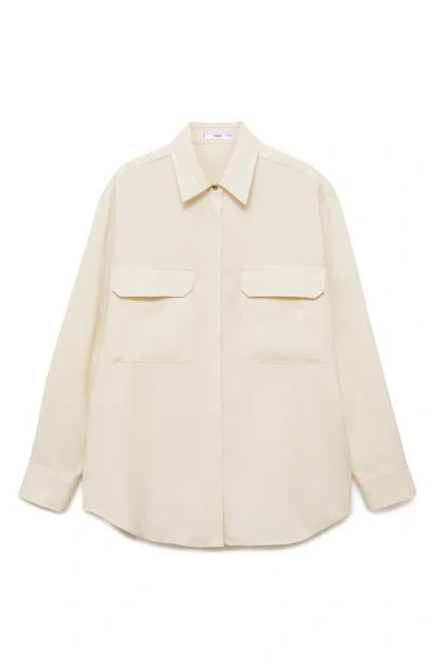 Mango Oversize Lyocell Blend Button-up Shirt In Ecru