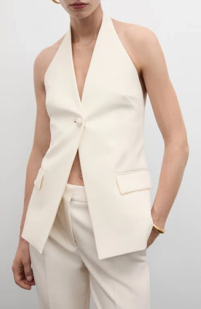 Mango Flare Suiting Pants In Ecru