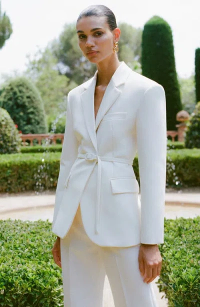 Mango Flare Suiting Pants In Ecru