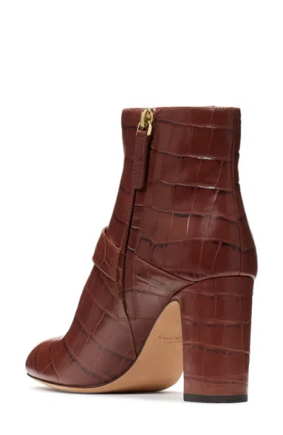 Shop Kate Spade New York Dakota Croc Embossed Bootie In Deep Umber