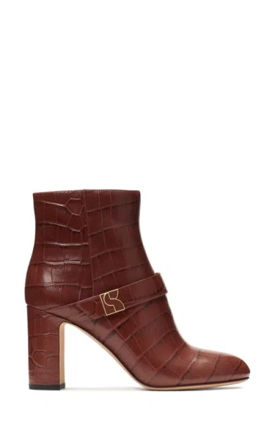 Shop Kate Spade New York Dakota Croc Embossed Bootie In Deep Umber