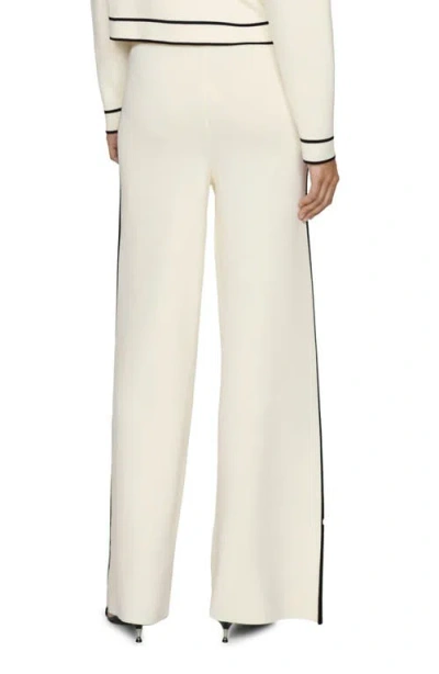 Mango Side Stripe Knit Pants In Ecru