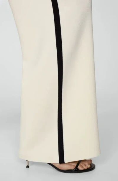 Mango Side Stripe Knit Pants In Ecru