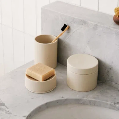 Esko Sabia Toothbrush Holder Reusable Tumbler Vanity Bathroom Accessories, 8.5cm X 10.5cm In Sand