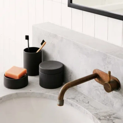 Esko Sabia Toothbrush Holder Reusable Tumbler Vanity Bathroom Accessories, 8.5cm X 10.5cm In Black