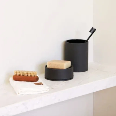 Esko Sabia Toothbrush Holder Reusable Tumbler Vanity Bathroom Accessories, 8.5cm X 10.5cm In Black