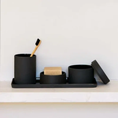 Esko Sabia Bathroom Vanity Countertop Tray Kitchen Accessories, 32cm L X 13cm W X 1.5cm H In Black