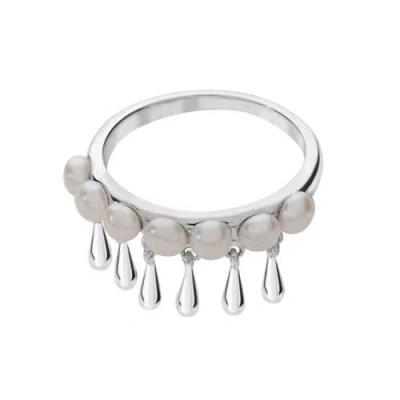 Lucy Quartermaine Royal Pearl Drop Ring In Sterling Silver