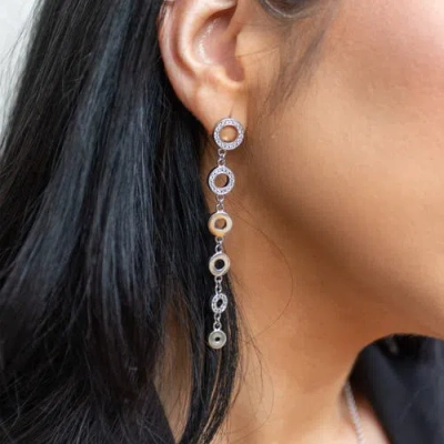 Lucy Quartermaine Art Deco Halo Drop Earrings In Sterling Silver