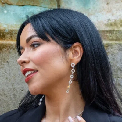 Lucy Quartermaine Art Deco Halo Drop Earrings In Sterling Silver
