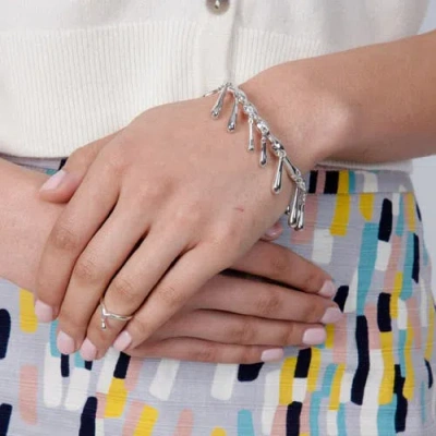Lucy Quartermaine Short Drop Bangle In Sterling Silver