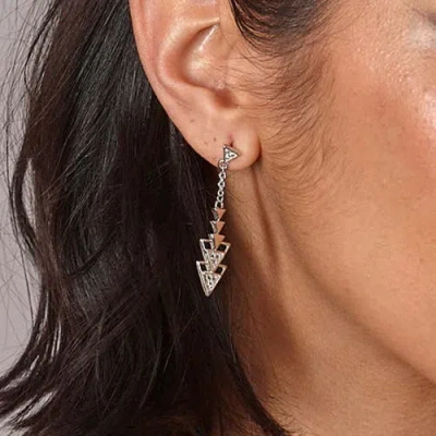 Lucy Quartermaine Art Deco Triangle Earrings In Sterling Silver
