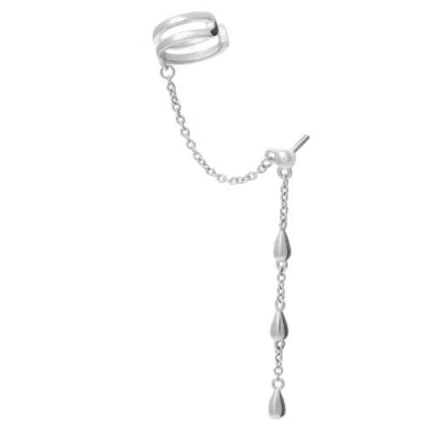 Lucy Quartermaine Women's Solid Sterling Silver Drop Earring With Cuff In Sterling Silver