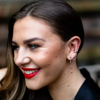 Lucy Quartermaine Women's Solid Sterling Silver Drop Earring With Cuff In Sterling Silver