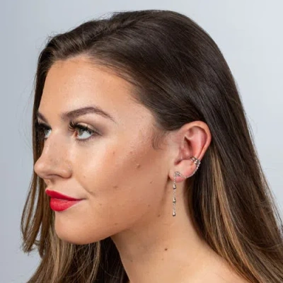 Lucy Quartermaine Women's Solid Sterling Silver Drop Earring With Cuff In Sterling Silver