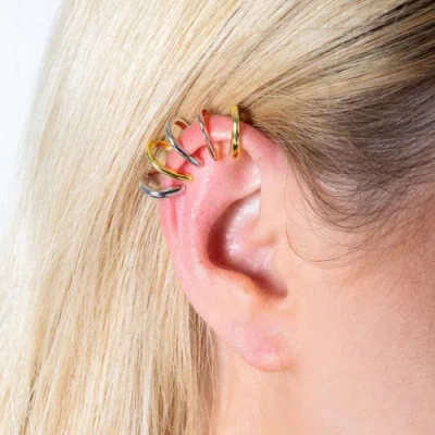 Lucy Quartermaine Waterfall High Ear Multi Colour Cuff In Sterling Silver