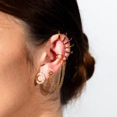Lucy Quartermaine Waterfall High Ear Multi Colour Cuff In Sterling Silver
