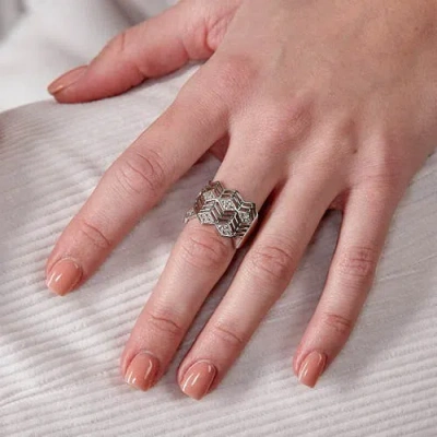 Lucy Quartermaine Art Deco Full Triangle Ring In Sterling Silver