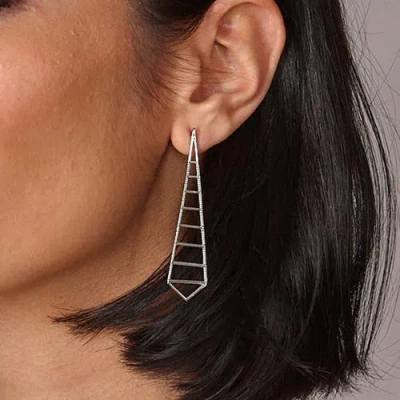 Lucy Quartermaine Egyptian Pyramid Earrings In Sterling Silver