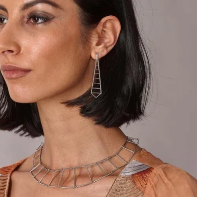Lucy Quartermaine Egyptian Pyramid Earrings In Sterling Silver