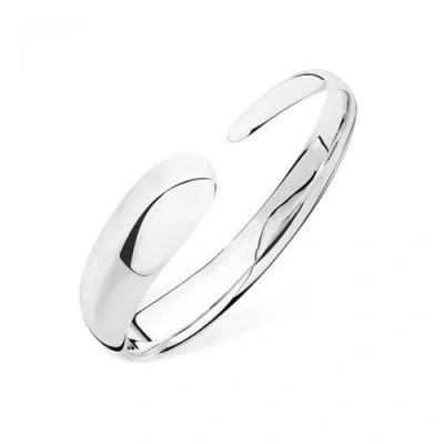 Lucy Quartermaine Flat Drop Bangle In Sterling Silver