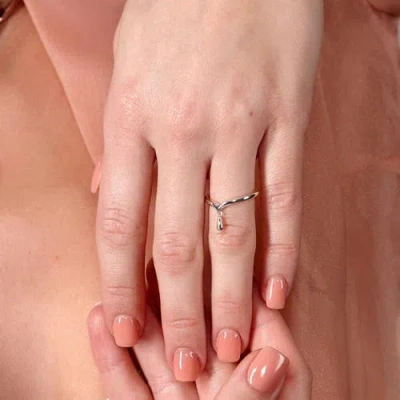 Lucy Quartermaine Mini Drop Ring In Sterling Silver