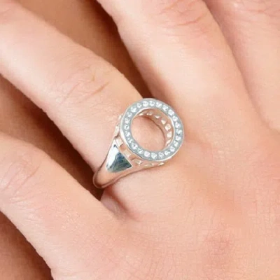 Lucy Quartermaine Art Deco Halo Ring In Sterling Silver