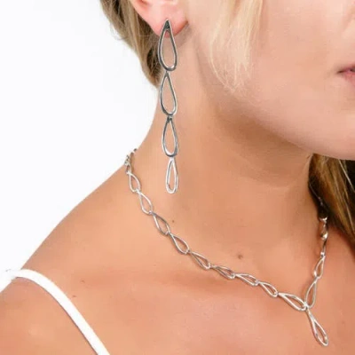 Lucy Quartermaine Large Petal Drop Earrings In Sterling Silver