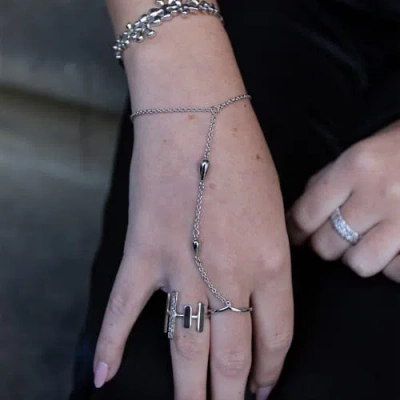 Lucy Quartermaine Double Drop Hand Chain In Sterling Silver