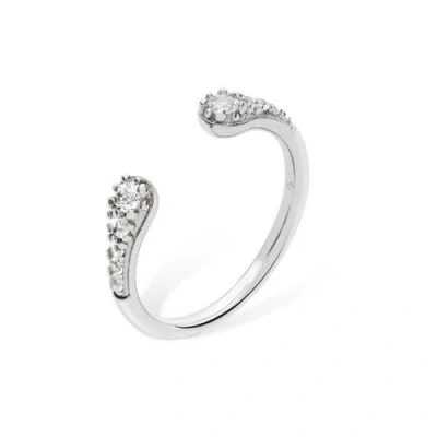 Lucy Quartermaine Open Skinny Drip Ring With White Topaz In Sterling Silver