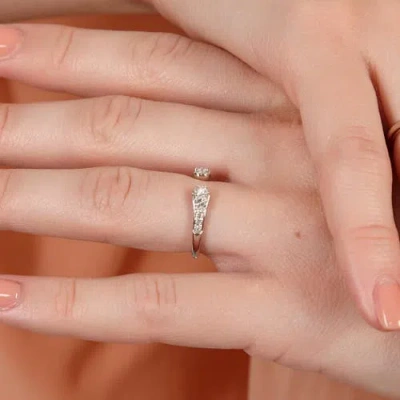 Lucy Quartermaine Open Skinny Drip Ring With White Topaz In Sterling Silver