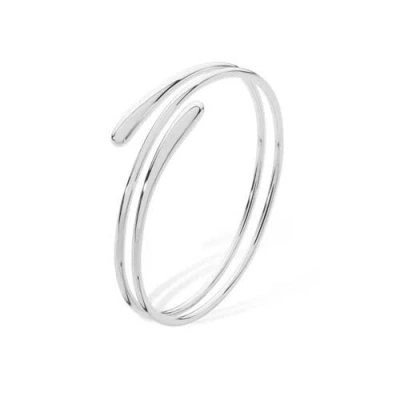 Lucy Quartermaine Coil Drop Bangle In Sterling Silver