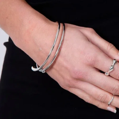 Lucy Quartermaine Coil Drop Bangle In Sterling Silver
