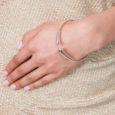 Lucy Quartermaine Open Drop Bangle In Sterling Silver
