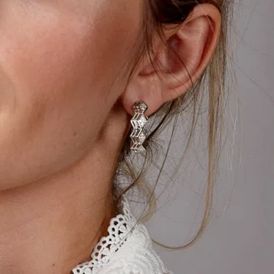 Lucy Quartermaine Art Deco Triangle Hoops In Sterling Silver