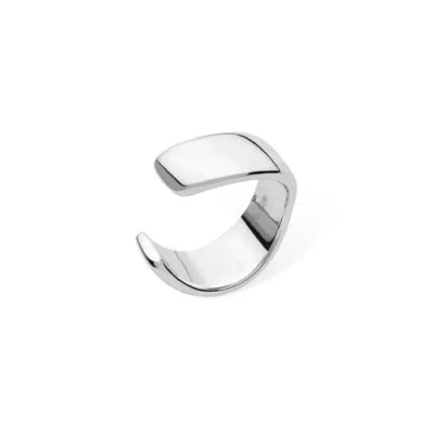 Shop Lucy Quartermaine Flat Plain Cuff In Sterling Silver