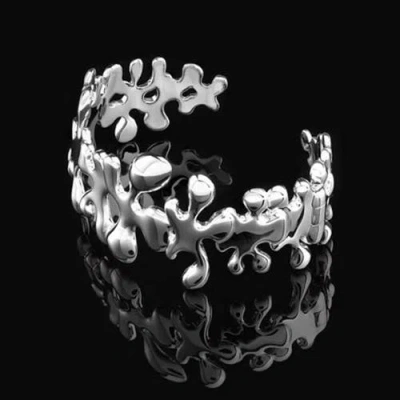 Lucy Quartermaine Splash Hinged Bangle Bracelet In Sterling Silver