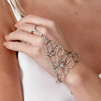 Lucy Quartermaine Elements Hand Chain Bracelet In Sterling Silver