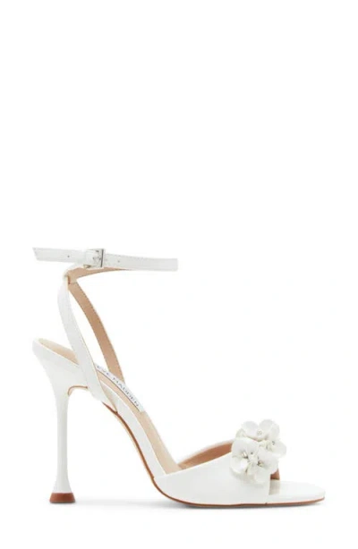 Shop Steve Madden Floral Ankle Strap Sandal In White Patent